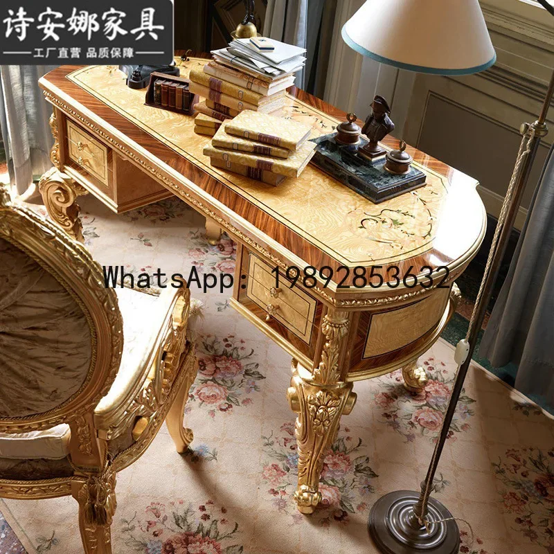 

a23 Court Painted Desk French Study Furniture Computer Desk Villa Desk Solid Wood Hand Carved