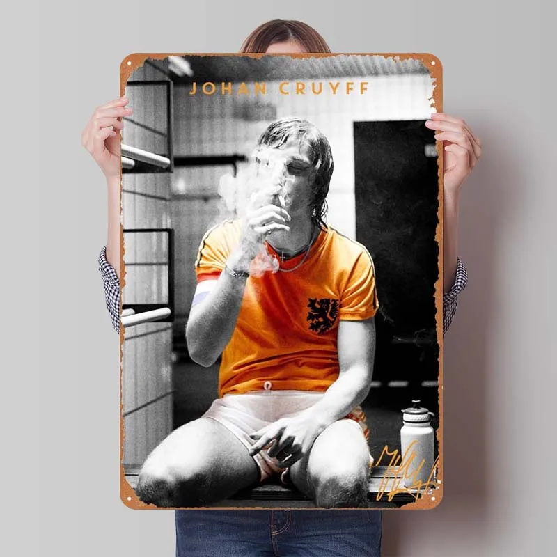 Johan Cruyff Metal Poster Soccer Sports Metal Signs Vintage Decor Custom Tinplate Sign for Wall Art Decoration Man Cave Retro