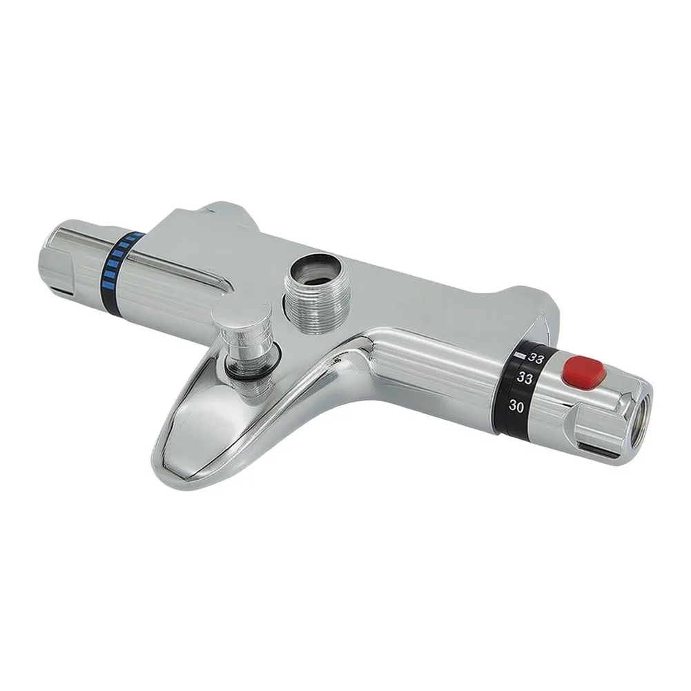 Brass Thermostatic Shower Mixer for Wall Mounted Chrome Finish 28cm Height for Consistent Water Temperature Control