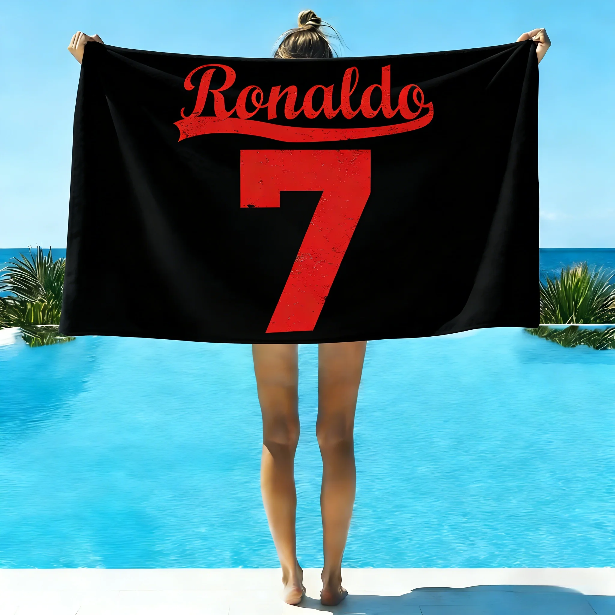 Ronaldo No 7 Multi-Size Quick Dry Bath Towel Flat Print Design Soft Skin Friendly Portugal Fan for Home Party Watching Football