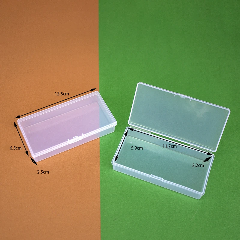 Nail Art Rectangle Plastic Transparent Jewelry Storage Box Nail Rhinestone Brush Pen Buffer Grinding Files Container Case