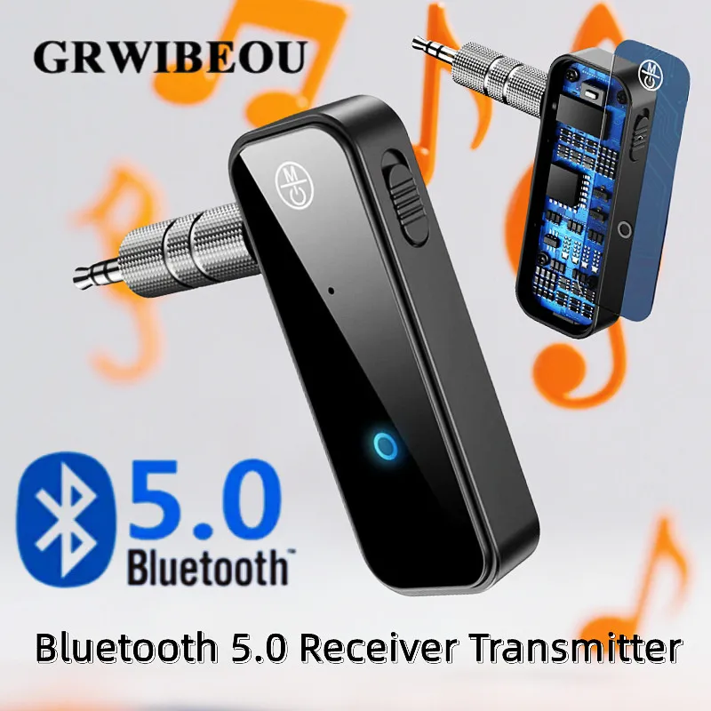

Bluetooth 5.0 Transmitter Receiver 2 in 1 Wireless Adapter C28 for Car PC 3.5mm AUX Audio Jack Handsfree Stereo Music Dongle