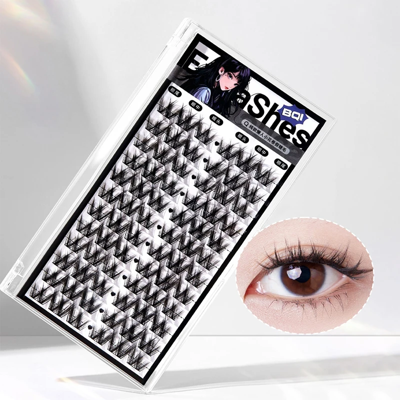 Reine faule Leute kleine lockige falsche Wimpern natürliche Locken große Kapazität Segment dünnen Stiel Pfropfen Wimpern Fee Haar