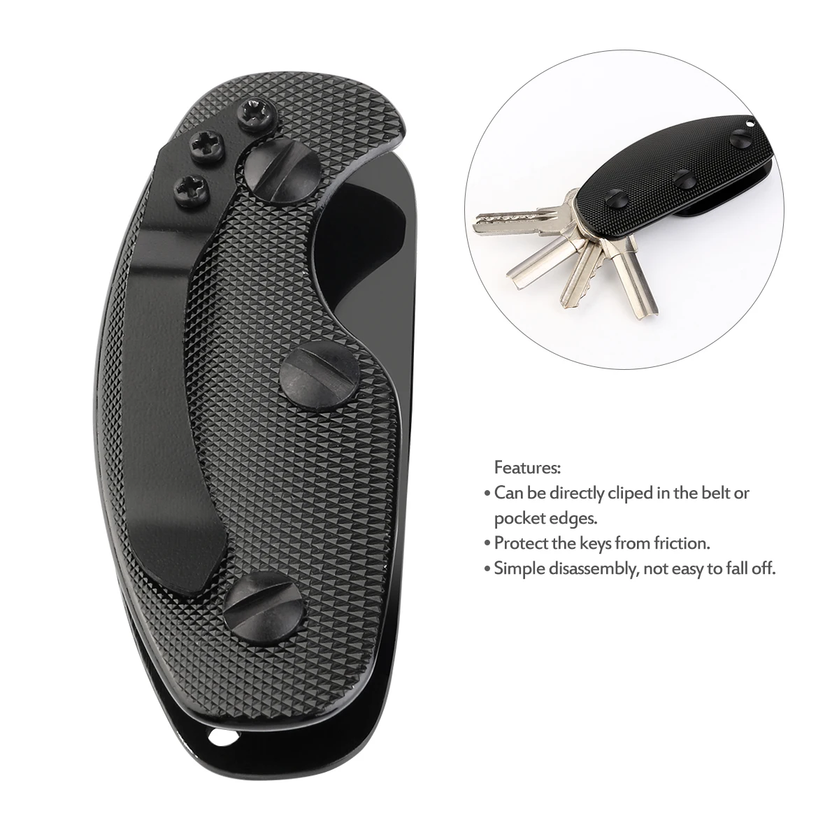 

Aluminium Key Clip Holder Compact for Everyday Carry Fits 6 Keys Hard Light Alloy Key Organizer Outdoor Use Black