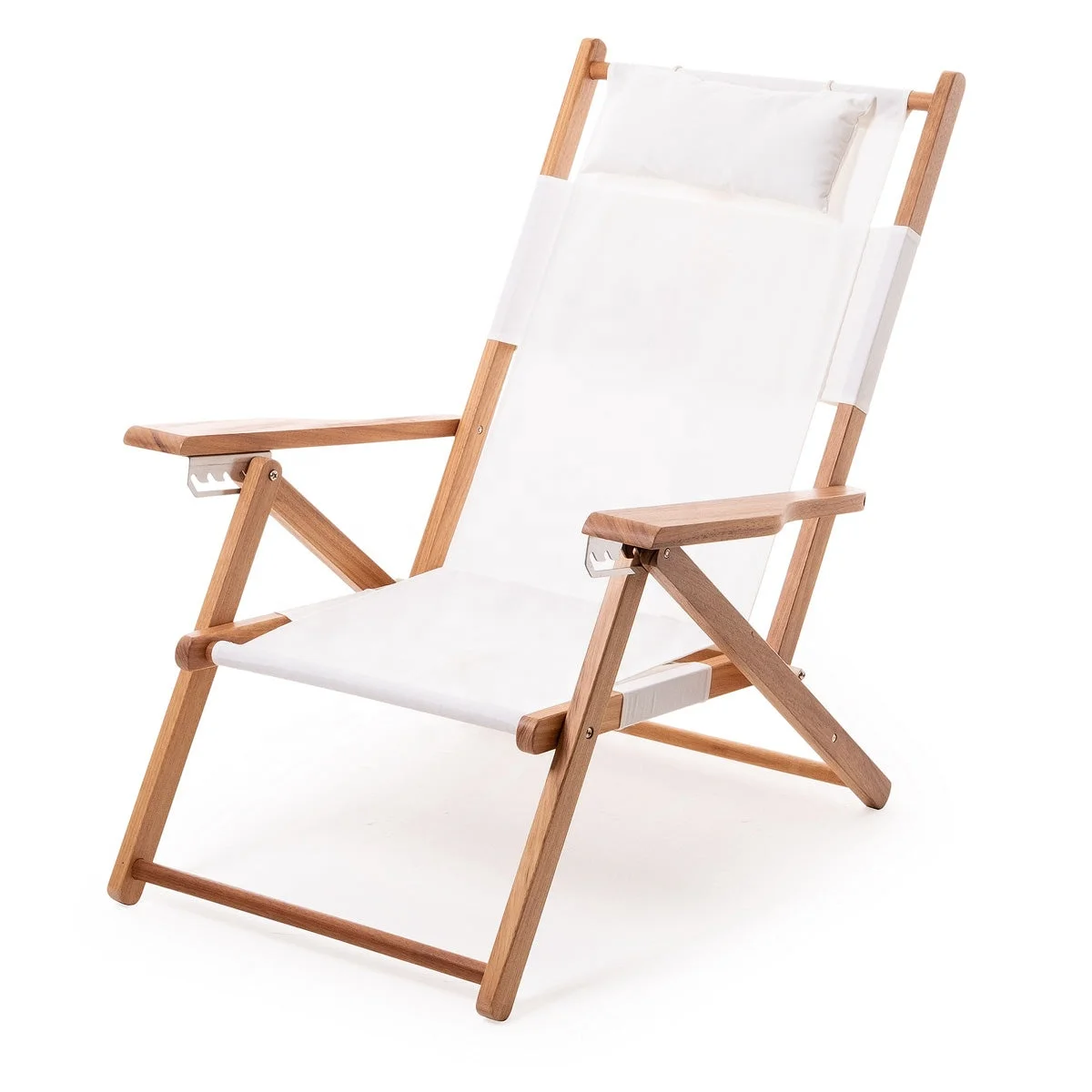 Folding Beach Chair 5 Position Reclining Portable Backpack Chair Wooden Frame