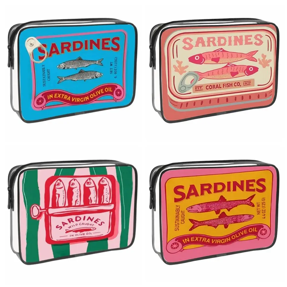 PVC Canned Sardines Makeup Bag Waterproof Zipper Closure Pencil Case Pouch Portable Sardine Tin Fish Cosmetic Bag for Women