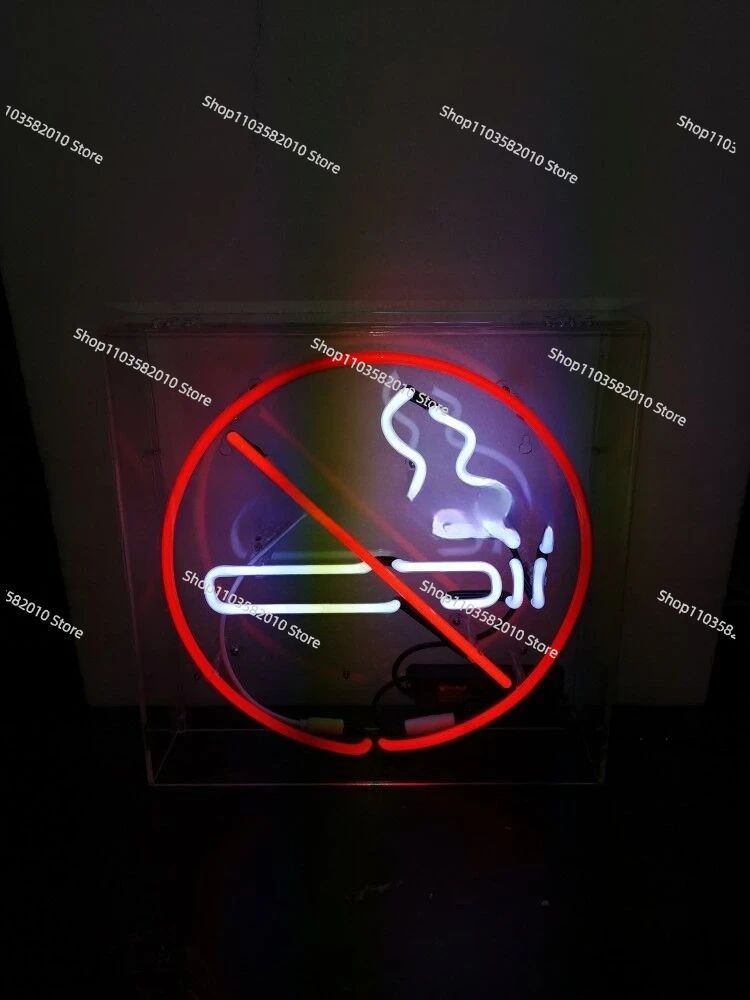 Neon box No somking sign, acrylic box Neon, neon no smoking sign view 2