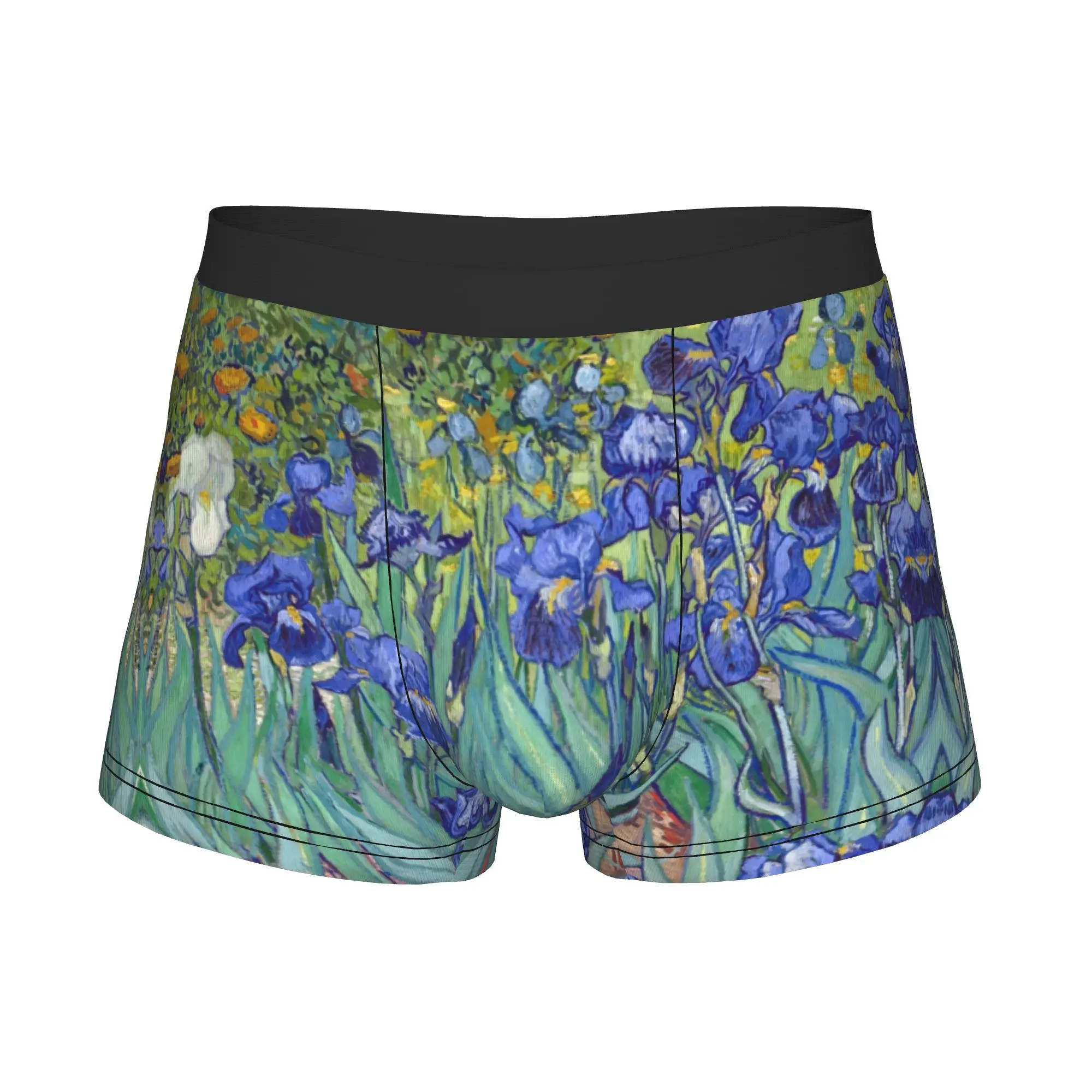 Male Cool Irises By Vincent Van Gogh Underwear Art Flowers Painting Boxer Briefs Stretch Shorts Panties Underpants