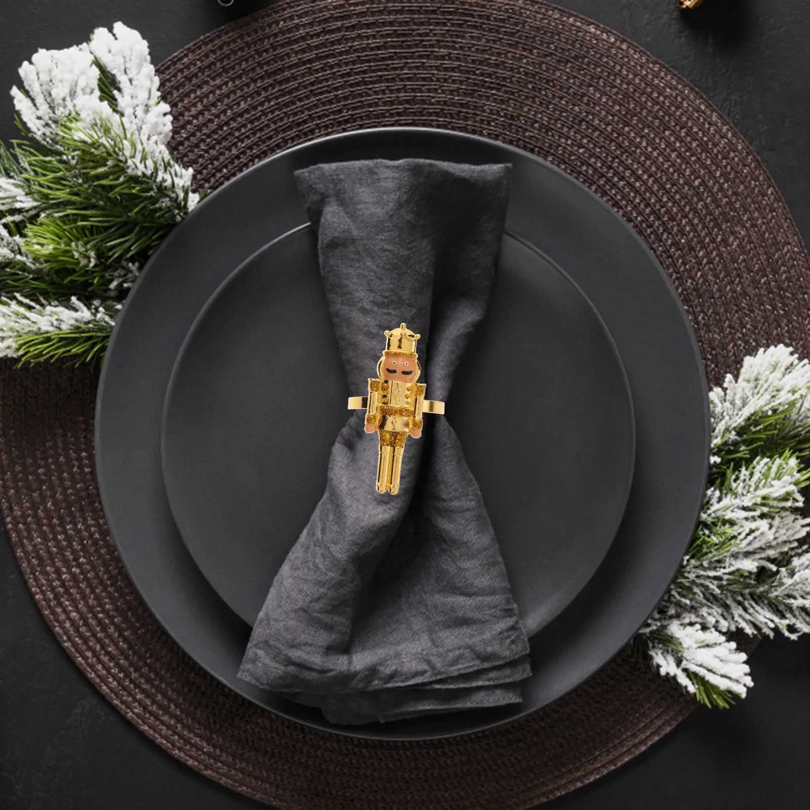 

4 Pcs Napkin Ring Nutcracker Shape Rings Holder Restaurant Clasps Decorative Buckles