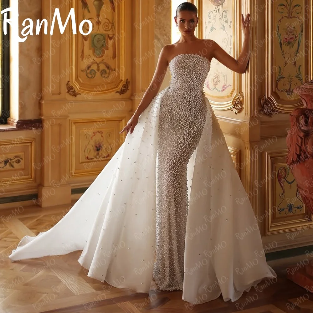 Ranmo 2025 Exquisite Wedding Dresses luxury Beaded Lace Mermaid Bridal Gown Detachable tail Chapel Customized Vestidos De Novia
