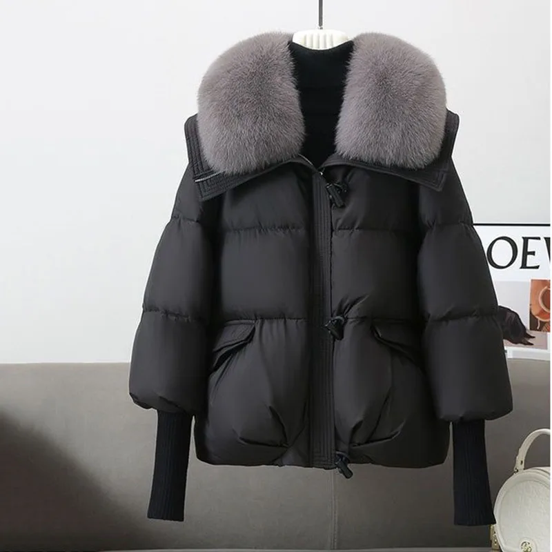 Thickening Top 2024 Winter Fur Collar Fashion Cotton Cotton Jacket Women High Quality Women\'s Cotton Jacket Female Overcoat H94