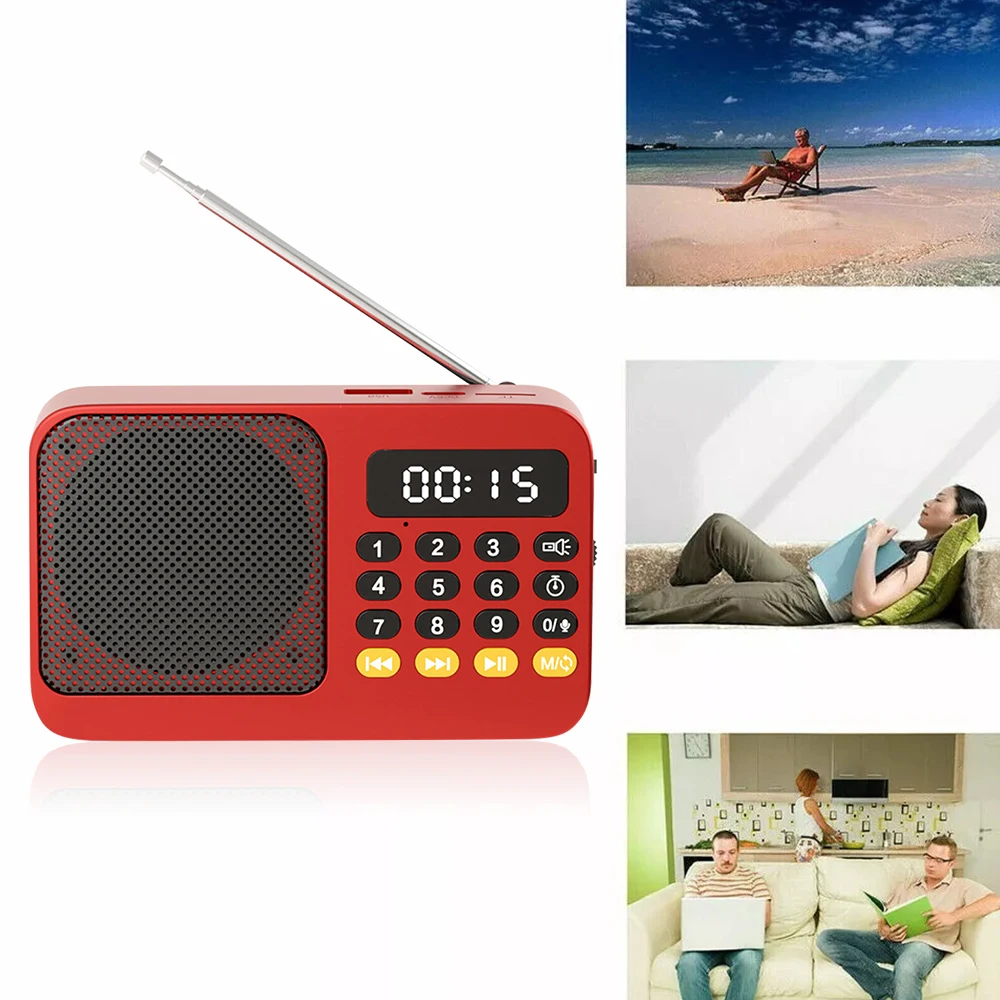 Tragbares FM-Radio, Bluetooth 5.0-Lautsprecher, TF-Karte, U-Disk, MP3-Player, Aufnahme mit einer Taste, 3,5-mm-Kopfhöreranschluss, Outdoor-Audio-Player – Detail 16