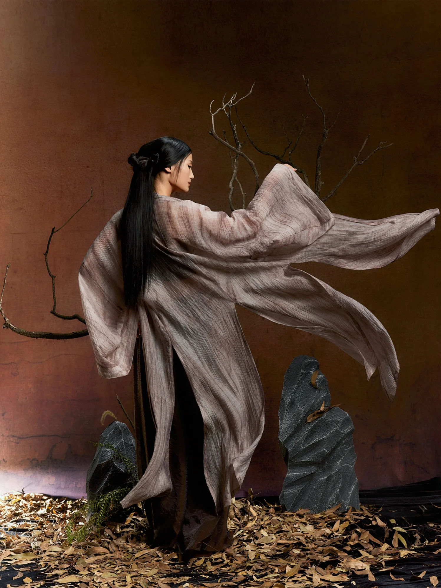 

WYZ накидка из хлопка и льна, классический танцевальный костюм, этнический плавный слиток, длинный, осень 2024, женская мода