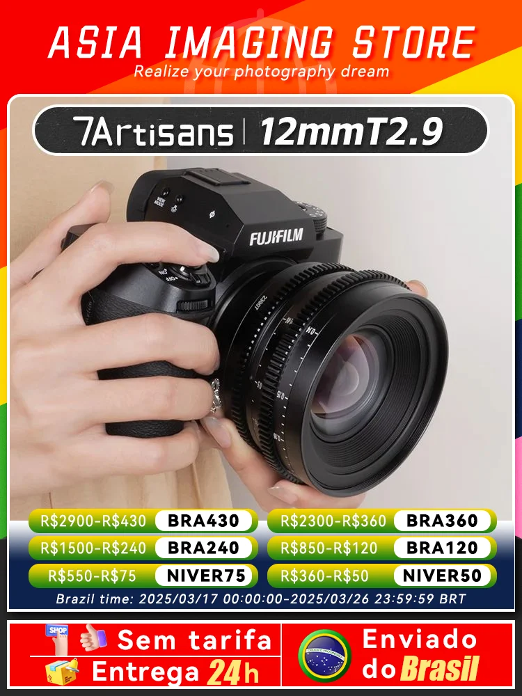 7artisans 12mm T2.9 APS-C 100° Ultra-Wide-Angle Cinema Lens For Sony E ZVE10 Micro 4/3 Fuji X X-T10 Nikon Z Leica TL CL Canon RF