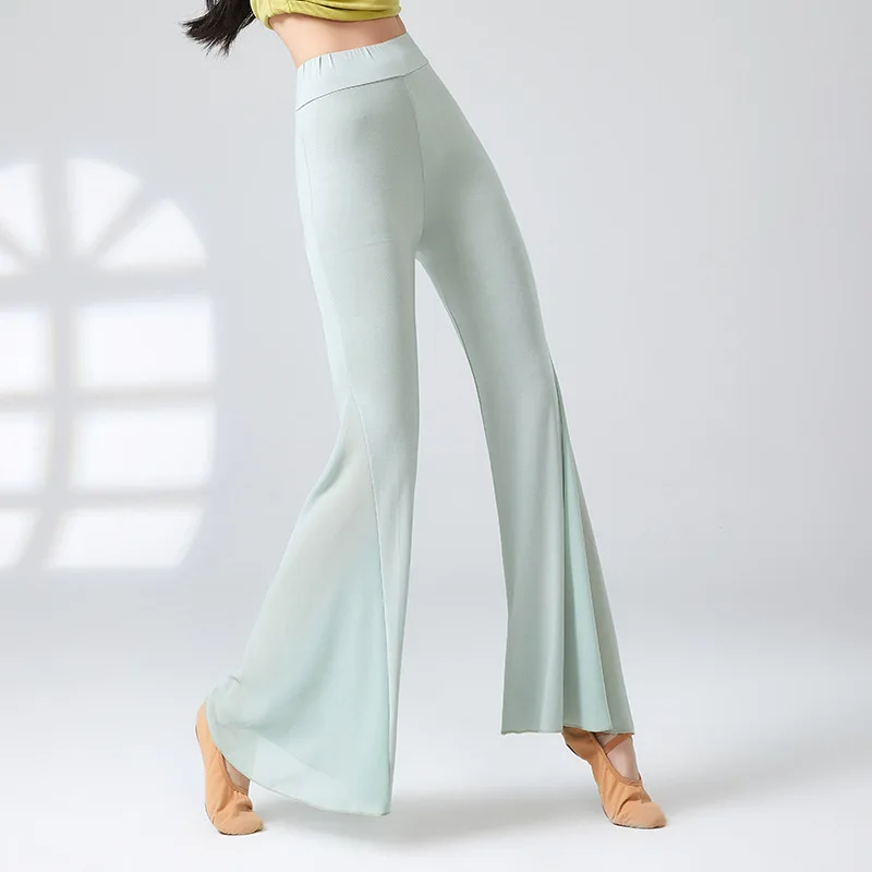 Professional Classical Dance Pants Women Dancing Flowing Patchwork  Modern Latin Dance Pants Ethereal Fairy Practice Pants