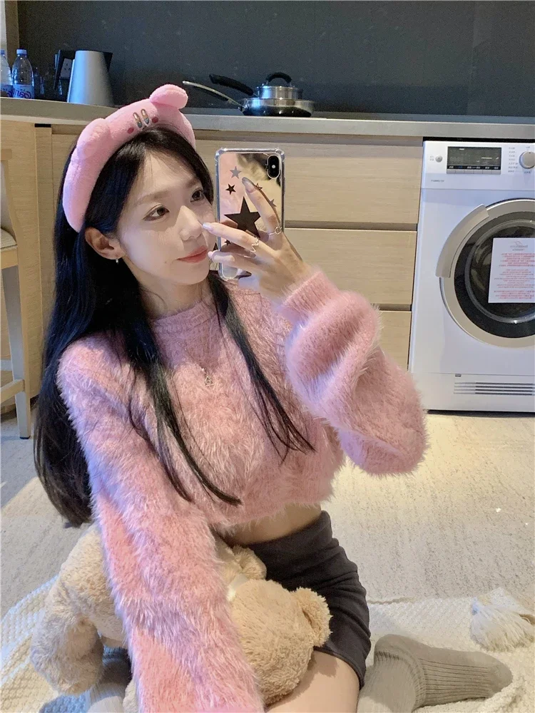 จัมเปอร์Y2kเสื้อดึงFemmeหวานSueter Mujer Cropped Pullvoersสําหรับผู้หญิง2025 Ropa Mujerแฟชั่นถักเสื้อกันหนาวเกาหลี