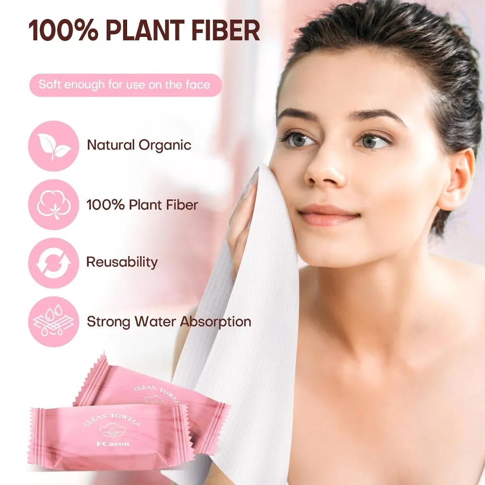Disposable Face Towel Compressed Towel Tablets for Travel and Portable Cleansing, 12x9 Inch Large Size Mini Face Washcloths Reusable and Biobased Eco Friendly, Individually Wrapped Dry Towels for Gym Workout, Hiking, - view 2