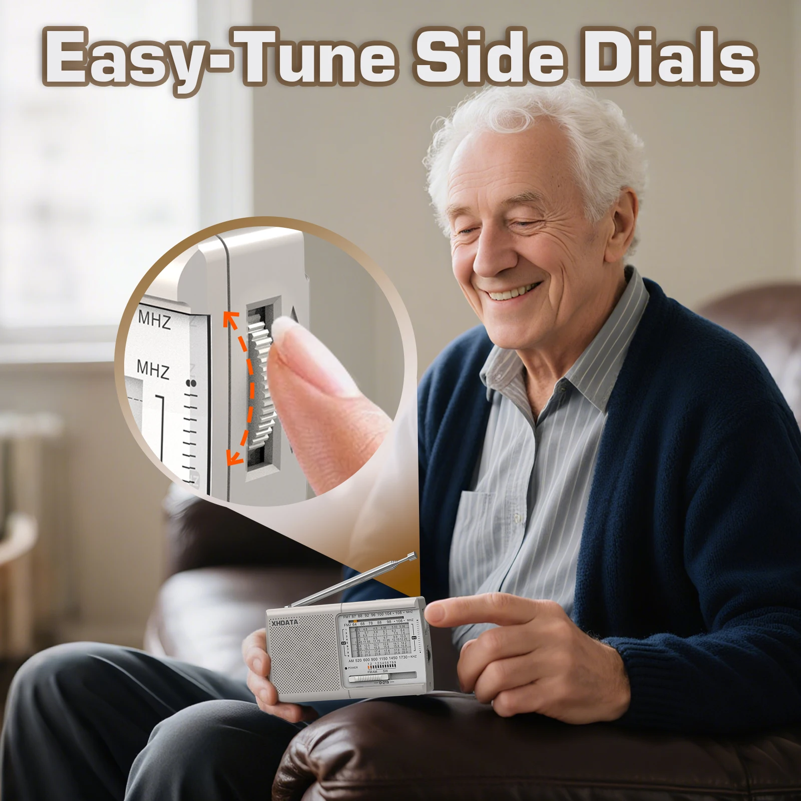 XHDATA D219 Portable Radio AM FM MW Shortwave Receiver Pocket Radio High Sensitivity Multi Band Radio with Speaker Earphone Jack