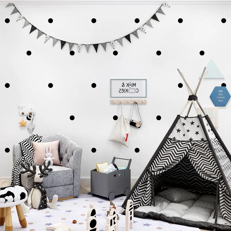 الشمال نمط خلفية Ins الحديثة بسيطة هندسية أبيض وأسود نقطة غرفة المعيشة غرفة نوم التلفزيون ورق حائط الخلفية