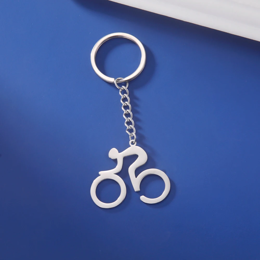 Cooltime Bike Bicycle Keychain Metal Key Chains for Men Sports Cycling Riding Key Rings Stainless Steel Keyring Jewelry Gift