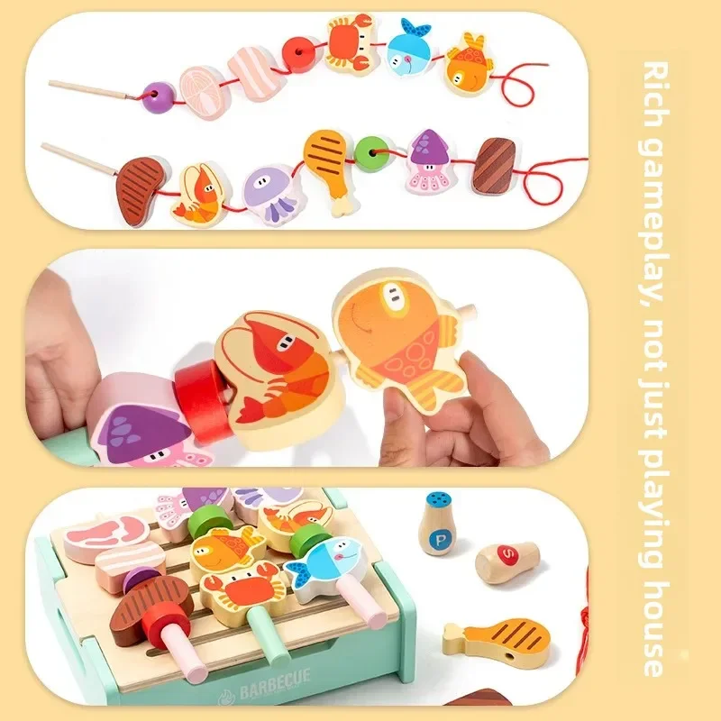 Juego de juguetes de parrilla de barbacoa de simulación para niños, modelo de juego de simulación, juguetes educativos para niños y niñas