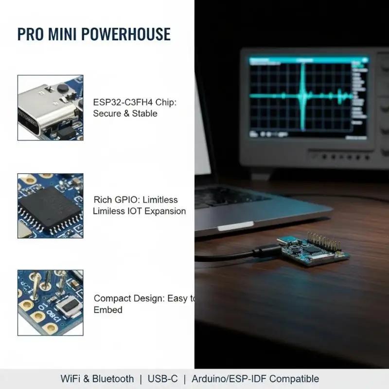 ESP32-C3 Pro Mini Development Board Onboard ESP32-C3FH4 WiFi Module Lightweight for Portable Outdoor IoT Testing