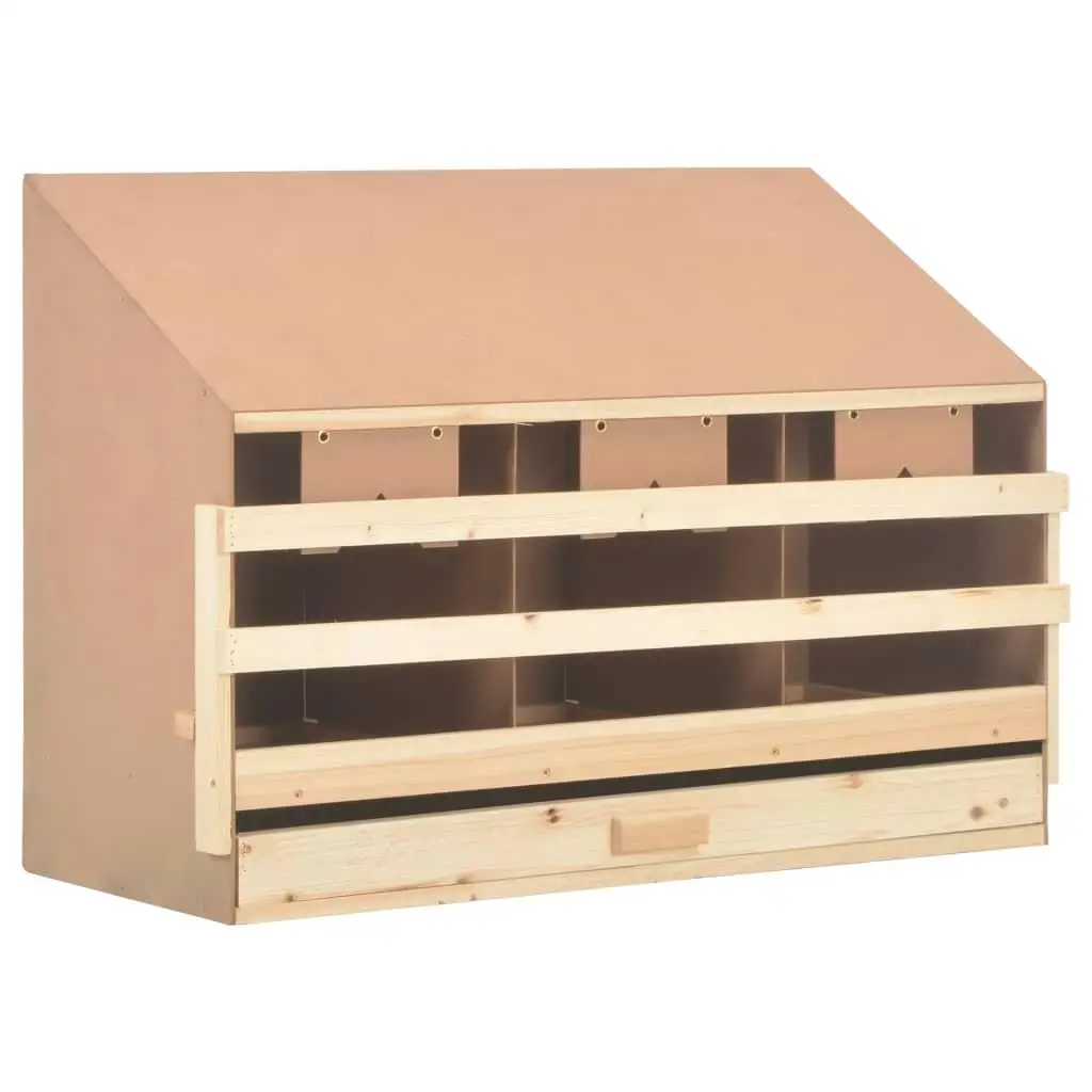 3-Compartment Chicken Laying Nest Box - Solid Pine Wood 36.6x15.7x25.6 for Backyard Poultry