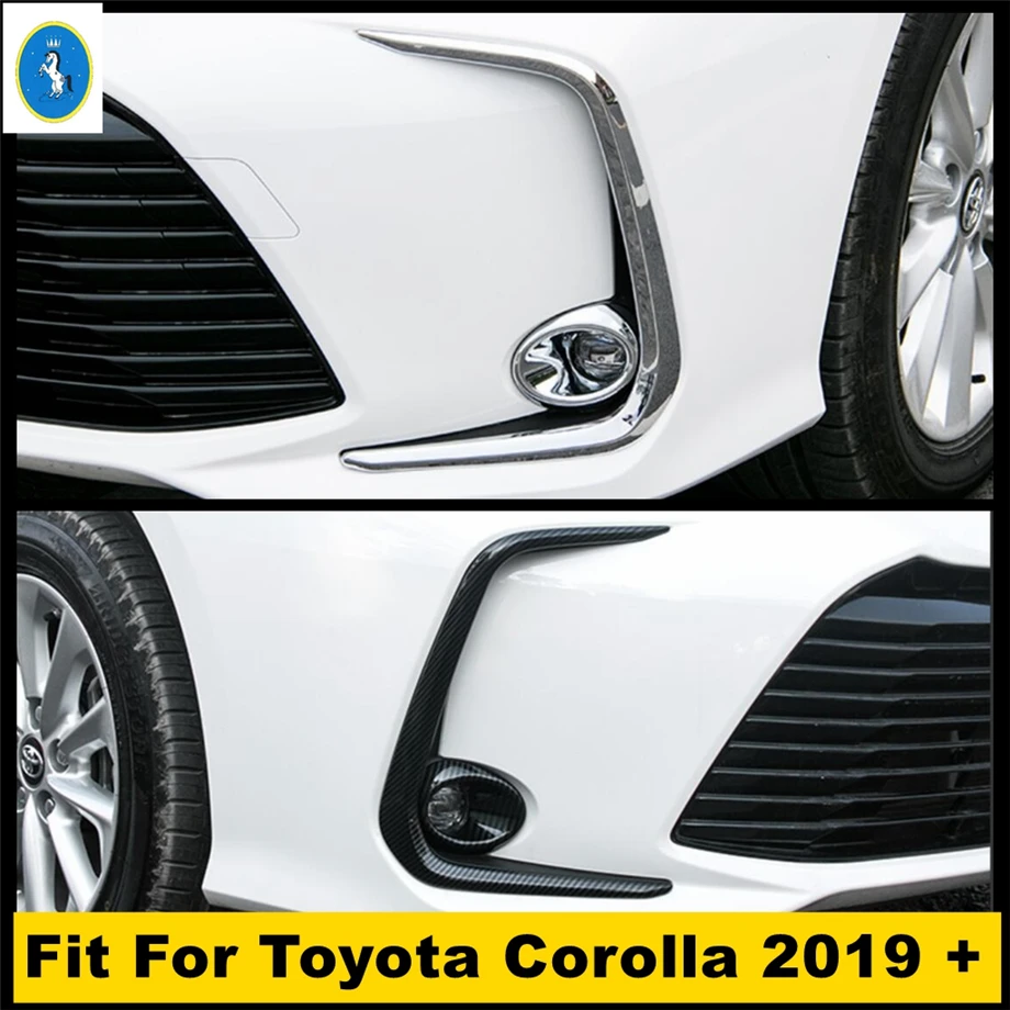 

Chrome / Carbon Fiber Auto Front Fog Lights Foglight Lamps Ring & Eyelid Eyebrow Decor Cover Trim For Toyota Corolla 2019 - 2024