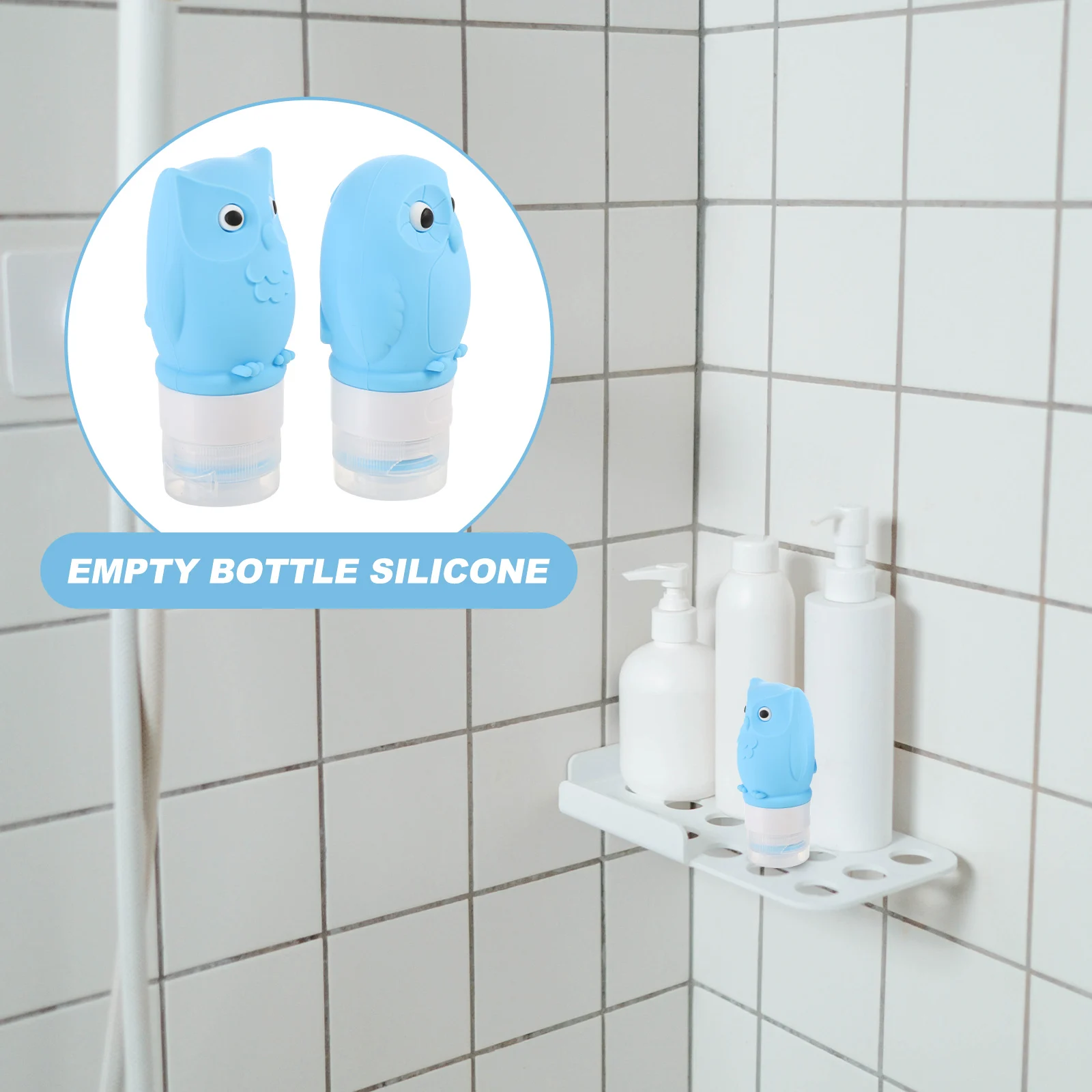 

2pcs Owl Bottles Portable Empty Refillable Silicone Containers Shampoo Conditioner Toiletry Refillable Bottle Storage