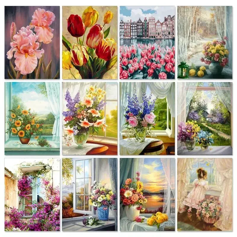 133218 Flower lily DIY Painting By Numbers HandPainted Oil Painting Canvas Colouring Home Decor Gift