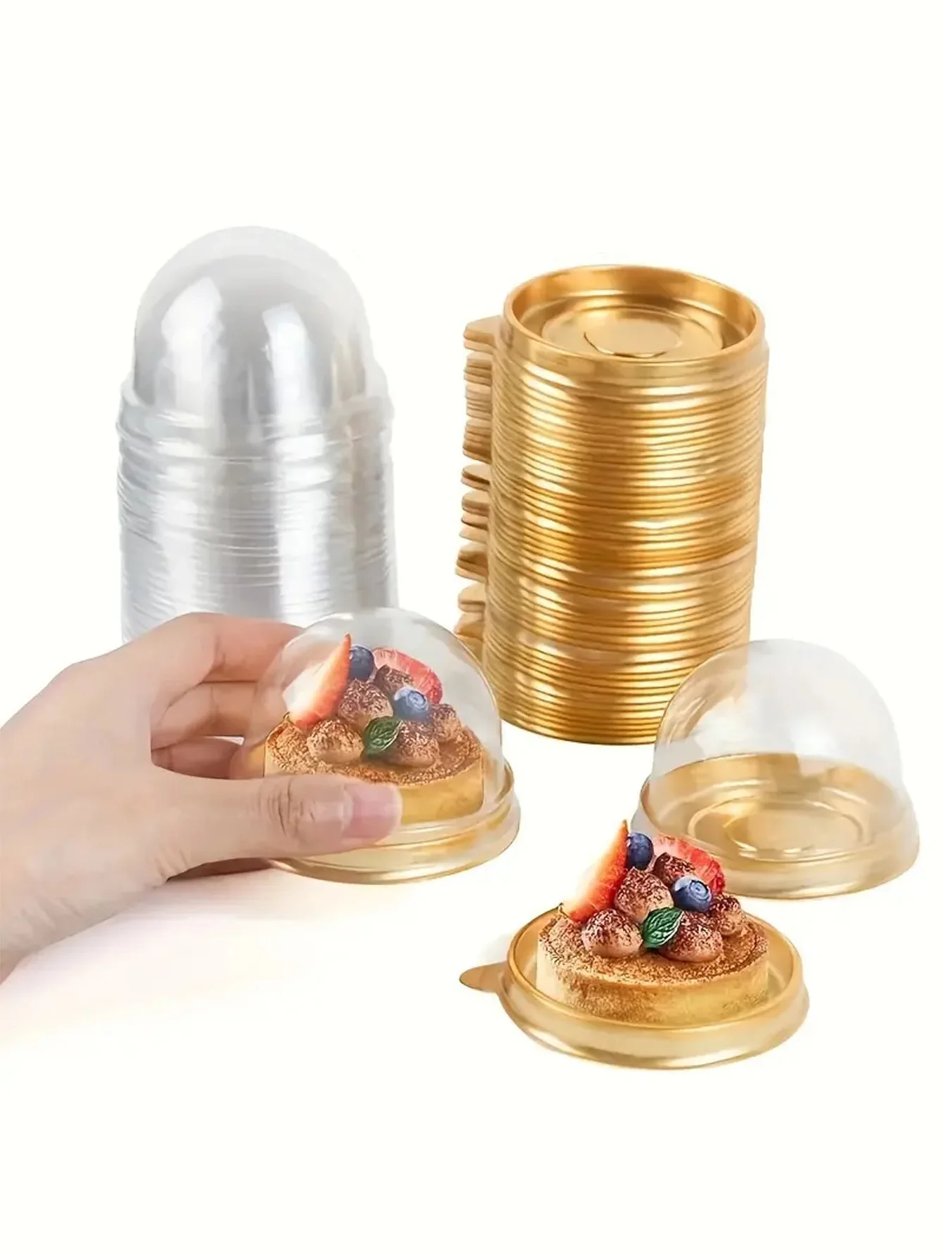 25pcs, Small Cake Packaging Box With Clear Dome Lids Mini Dessert Cake Box Transparent Cup Pastry Baking Packaging Box Wedding P