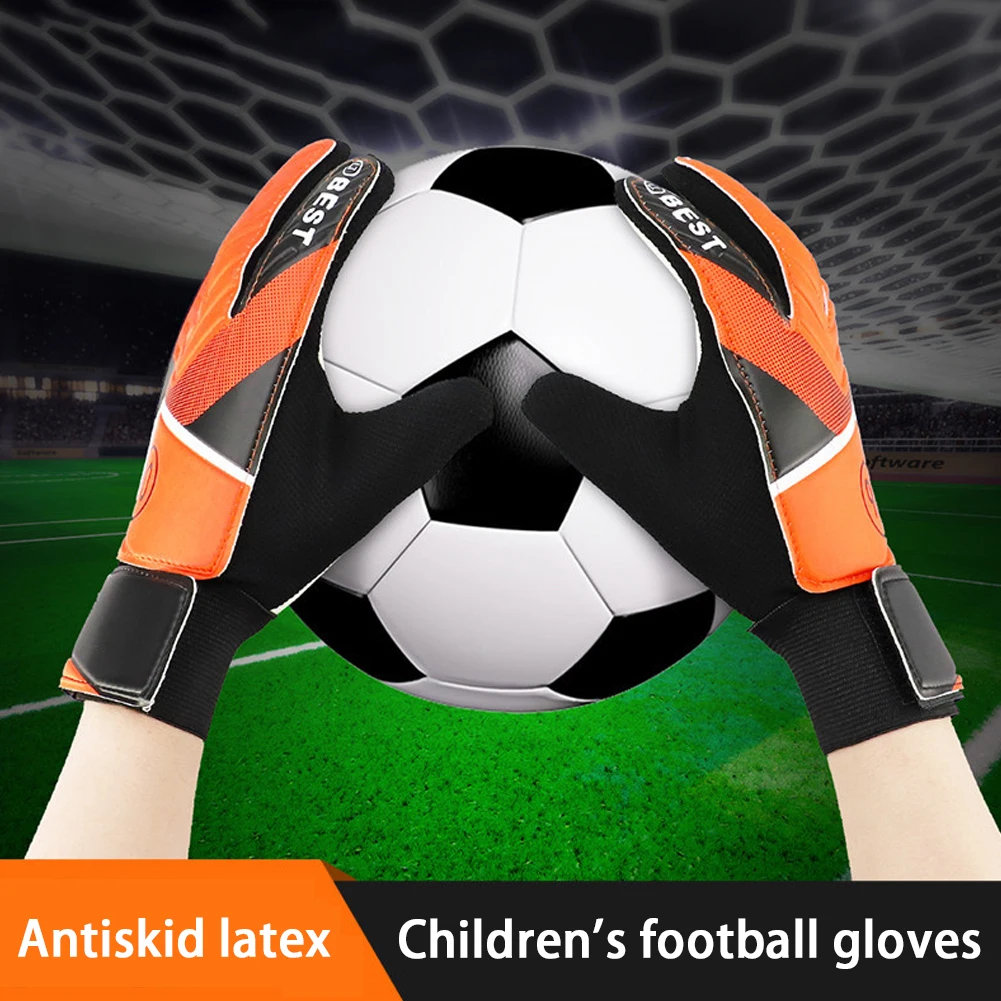 1 Pair Children Anti-Slip Glove Goalkeeper Gloves Finger Protection Goal Thickened Latex Football Gloves Sporting Supplies