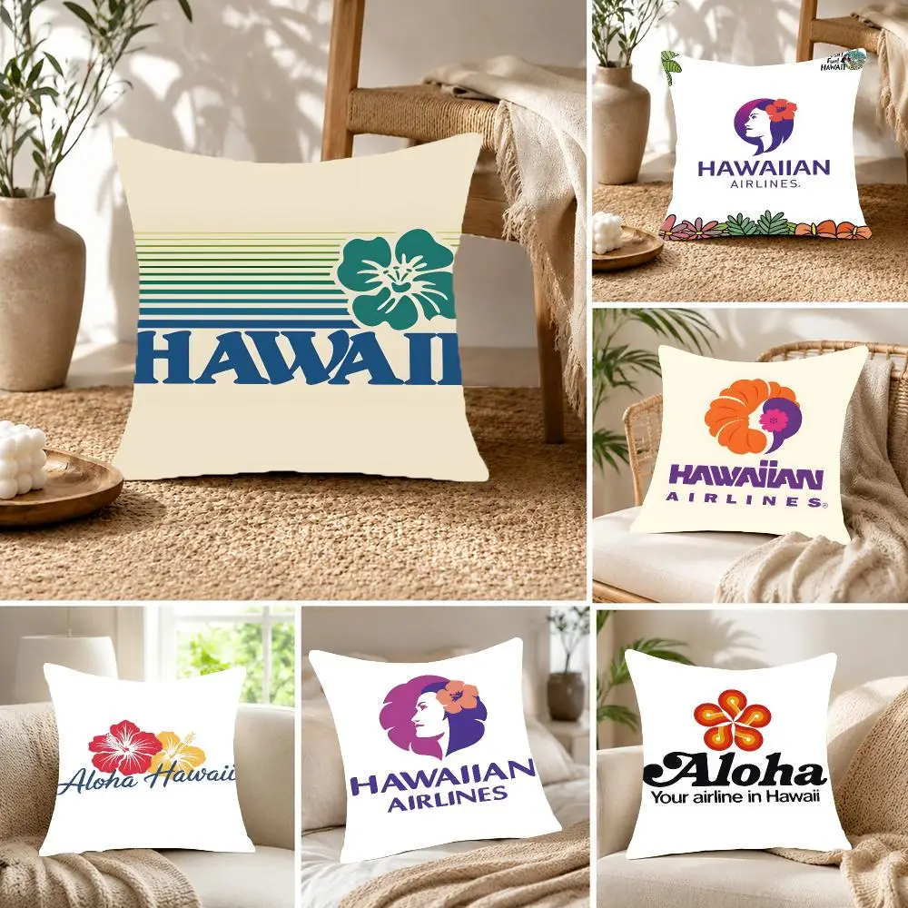 Airline Travel Hawaiian Airlines Cushion Cover Fluffy velvet Nordic style plush Living room sofa decorative