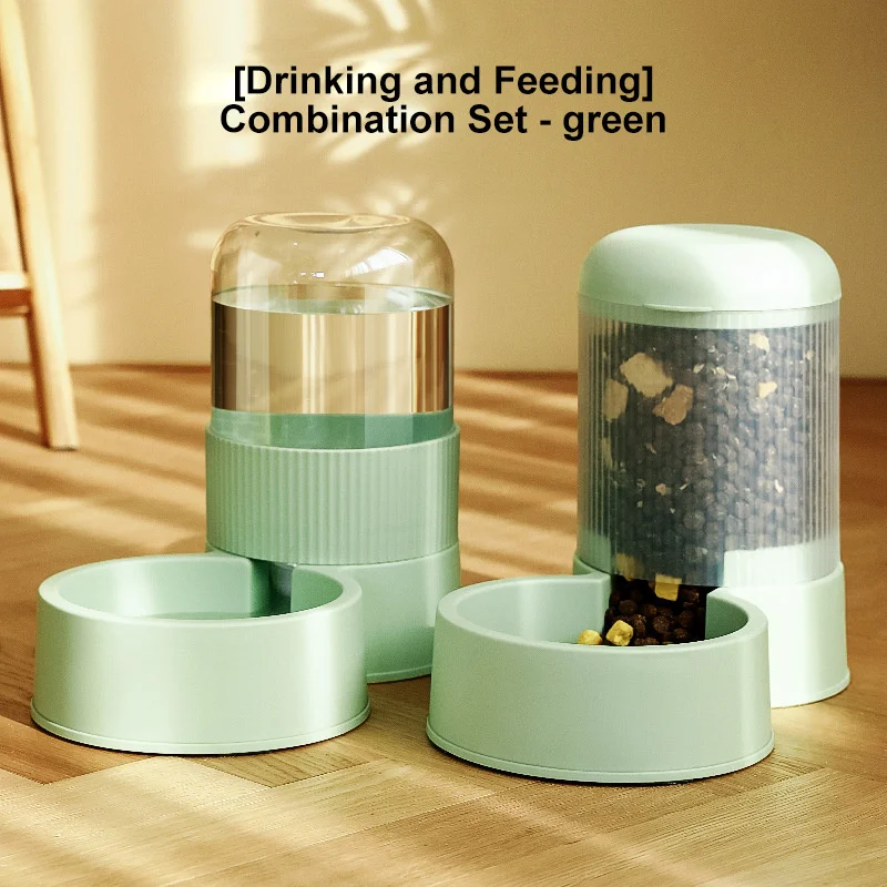 Kimpets Auto Food Feeder Dispenser Dog Cat Bowl Feeder For Pet Bowl Combination Automatic Feeding Water Bowl Transparent