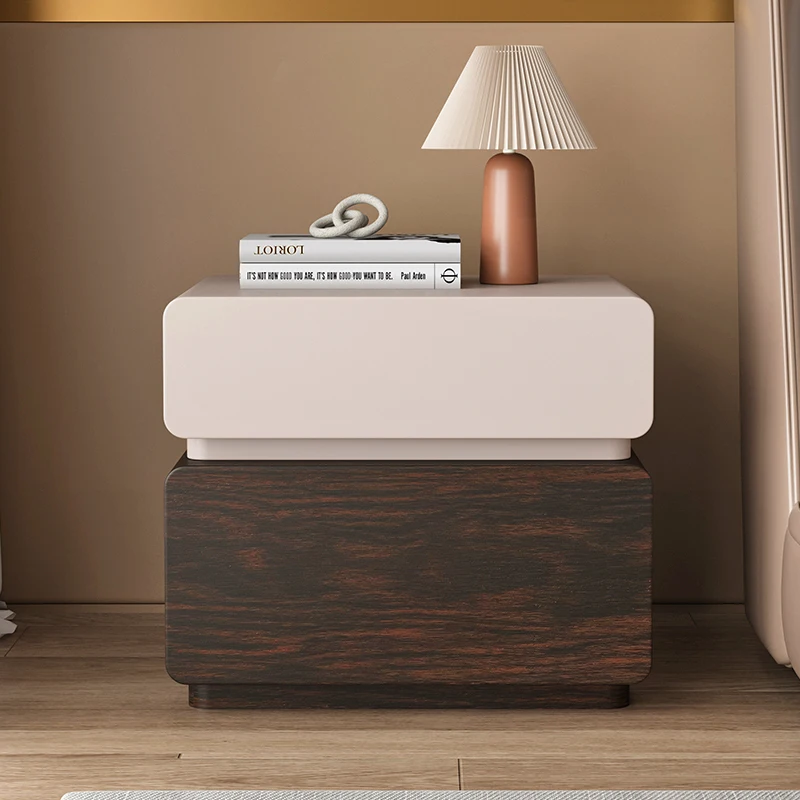 منضدة جديدة من الخشب الصلب الراقية، طاولة بجانب السرير من الجلد المحبب باللون الأسود من خشب الجوز، خزانة تخزين بسيطة وحديثة GN253BY #4