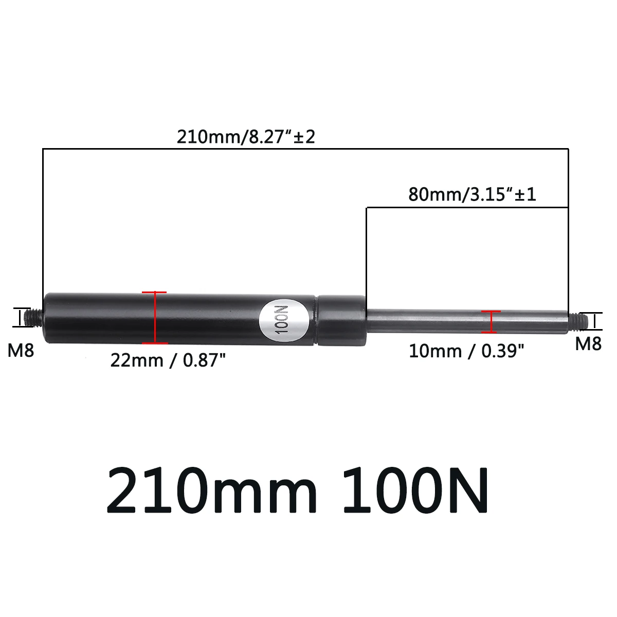 2pcs 100N 210-610mm 10mm Car Gas Strut Bars Gas Spring Hood Support Rod Shock Lift for RV Bed Window Bus Caravans