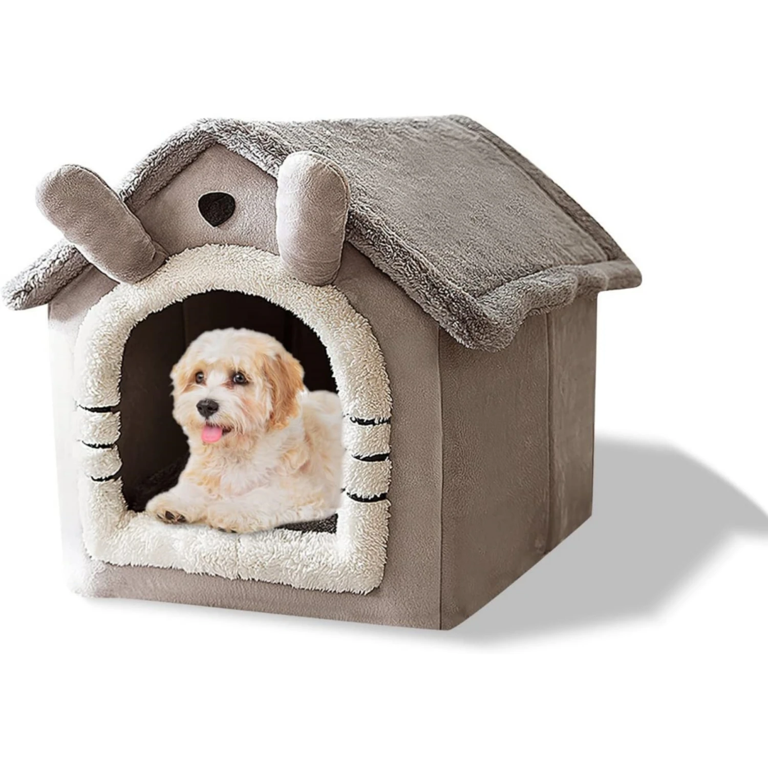 Cat Cave Bed, Washable Dog Bed, Warm and Cosy Plush Cat Igloo, Foldable Comfortable Pet Cat House, Pet Bed with Nonskid Bottom