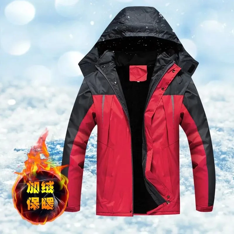 Reflective strip velvet thickened orange tooling men's autumn and winter warm jacket wear-resistant and dirt-resistant overalls
