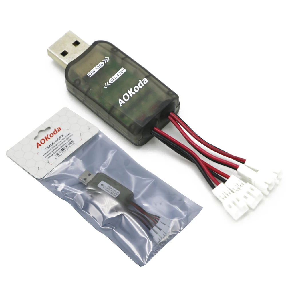 1pcs AOKoda CX405 4CH Micro Multi USB Battery Charger For 1S Lipo LiHV Battery For RC Helicopter Airplane Toys