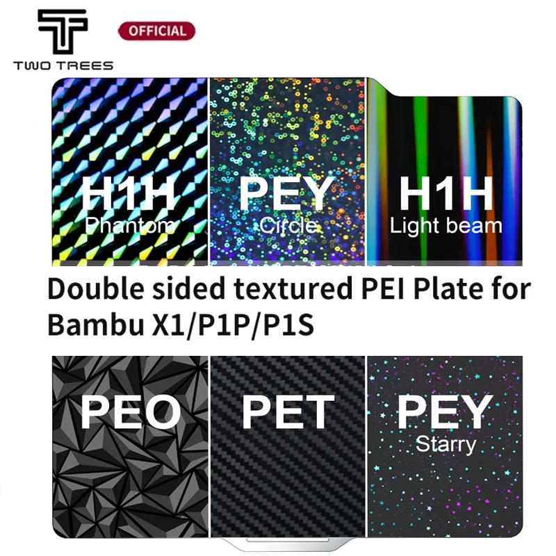 

PEY H1H PEO Лист для Bambu Lab X1 X1C Сборная пластина PET Bambulab PEI Текстура 257x257 Лист Peo для P1S P1P A1 Бамбуковая платформа с подогревом