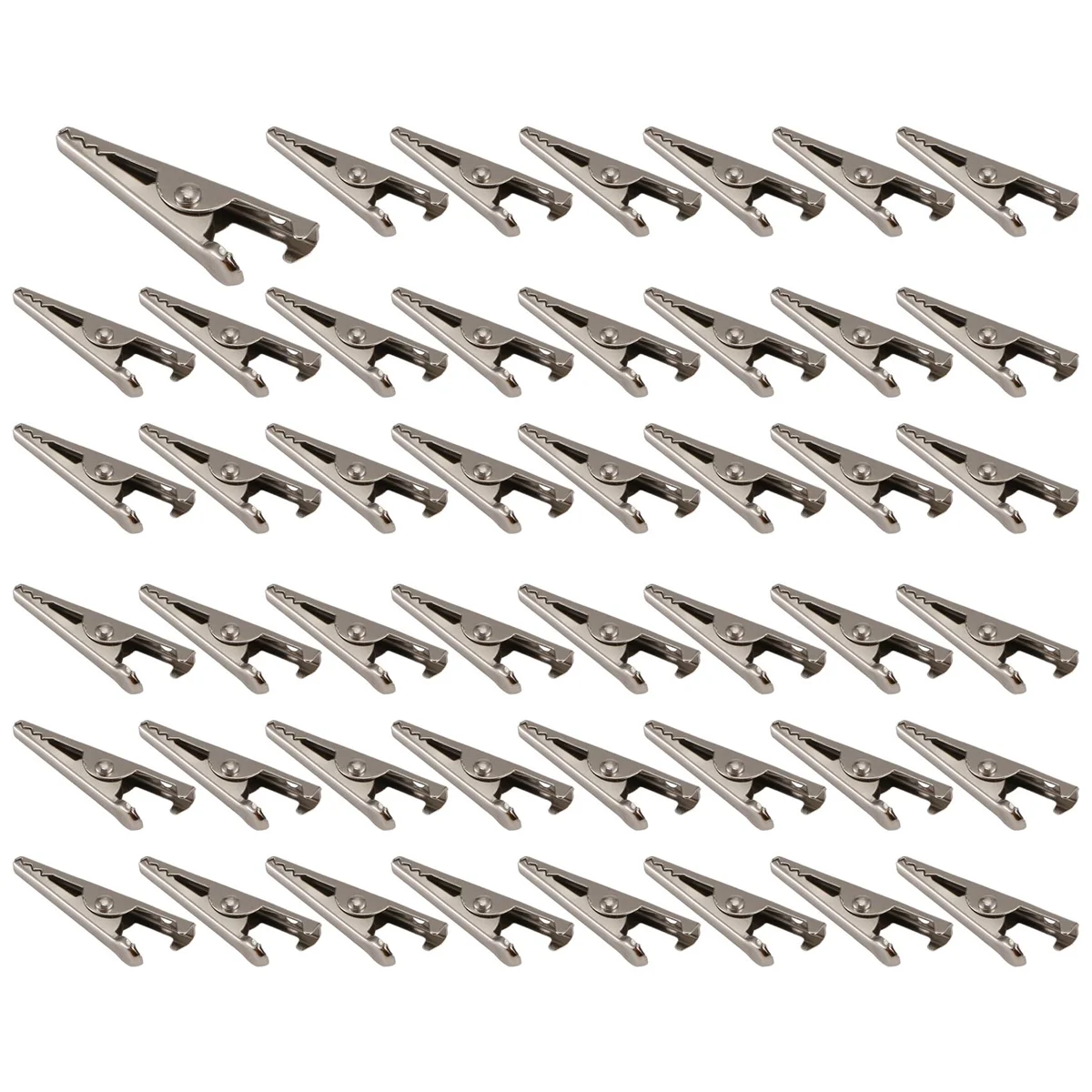 FLLF 100 шт. 1,06 дюйма/27 мм мини-металлические зажимы типа «крокодил», зажимы типа «крокодил» серебряного тона, никелированные пружинные зажимы для испытательной линии.