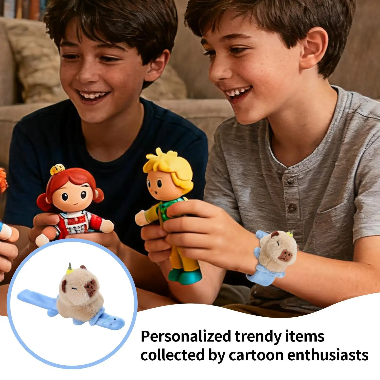 Capivara pulseira capivara brinquedos de pelúcia pulseira moda animal tapa pulseira para crianças meninos crianças jovens adolescentes sala de aula