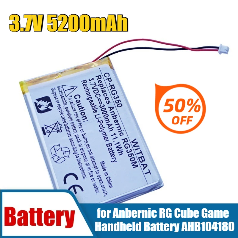 Batteria portatile da 3,7 V 5200 mAh per gioco Anbernic RG Cube AHB104180