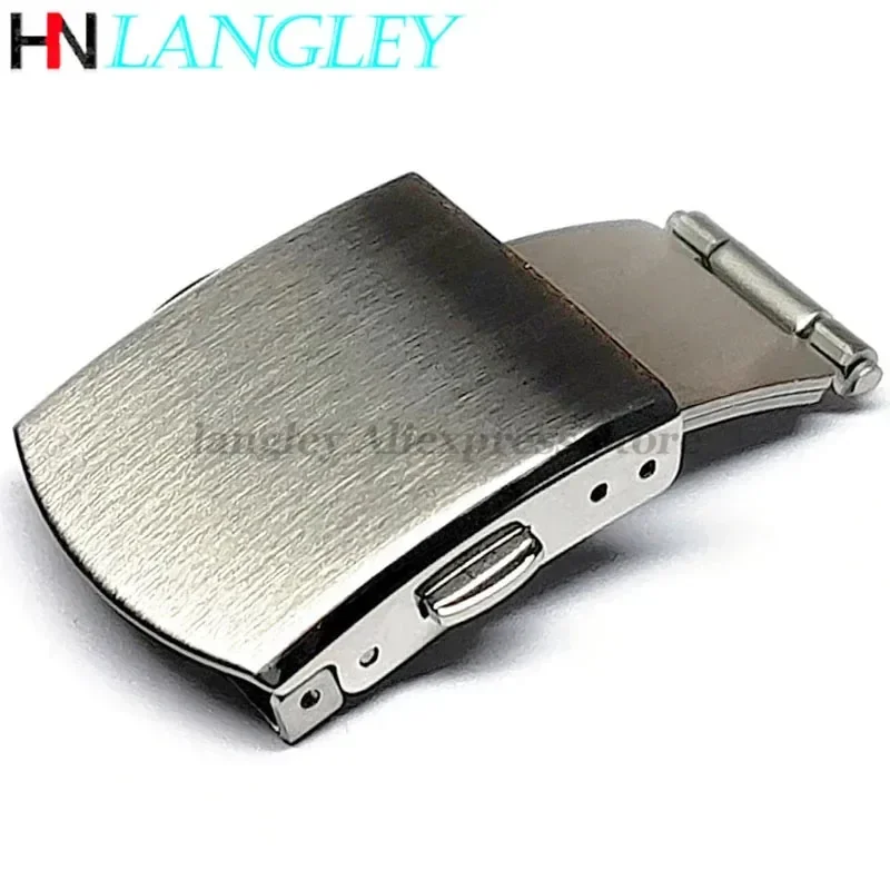 304 Stainless Steel Buckle Clasp 18mm 20mm 22mm for Seiko Double Push Folding Brushed WatchBuckle Matte Metal Buckle Accessories