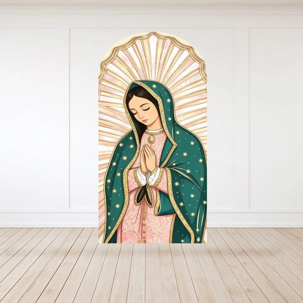 Virgin Mary Guadalupe Golden Halo Baptism Arch Backdrop Cover Party Decoration Photo Booth Background Event Props