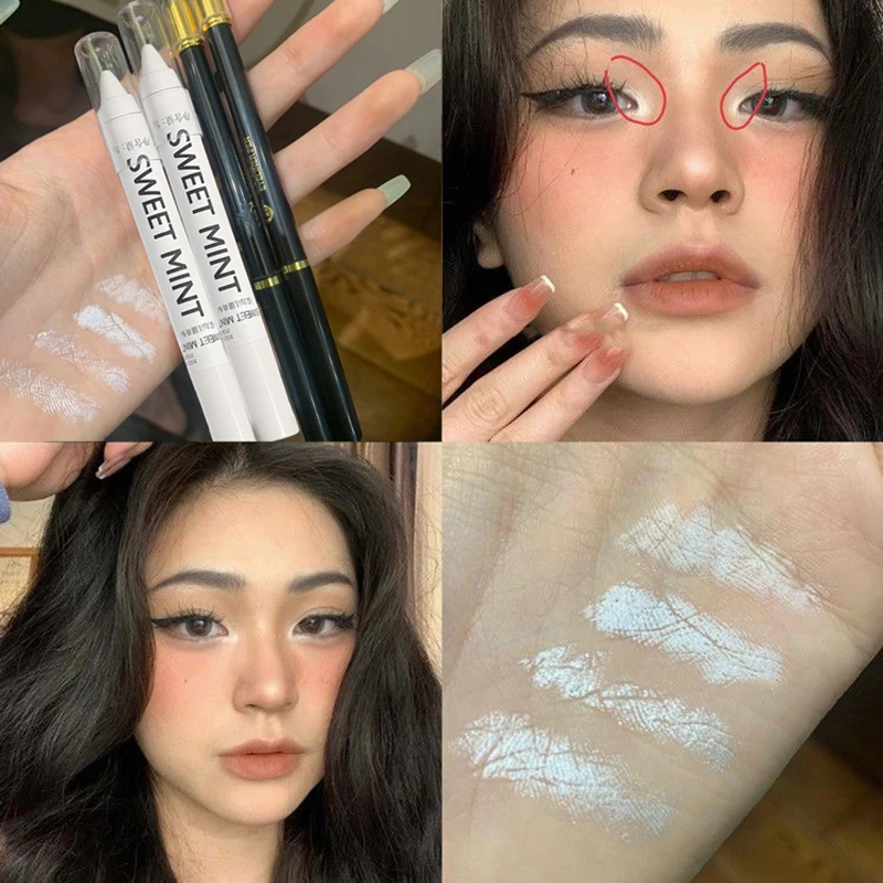 Diamante Deitado Silkworm Pen, Glitter Highlighter, Olhos Canto Clareamento, à prova d'água Pearl Eyeliner, Quick-Dry Eye Maquiagem