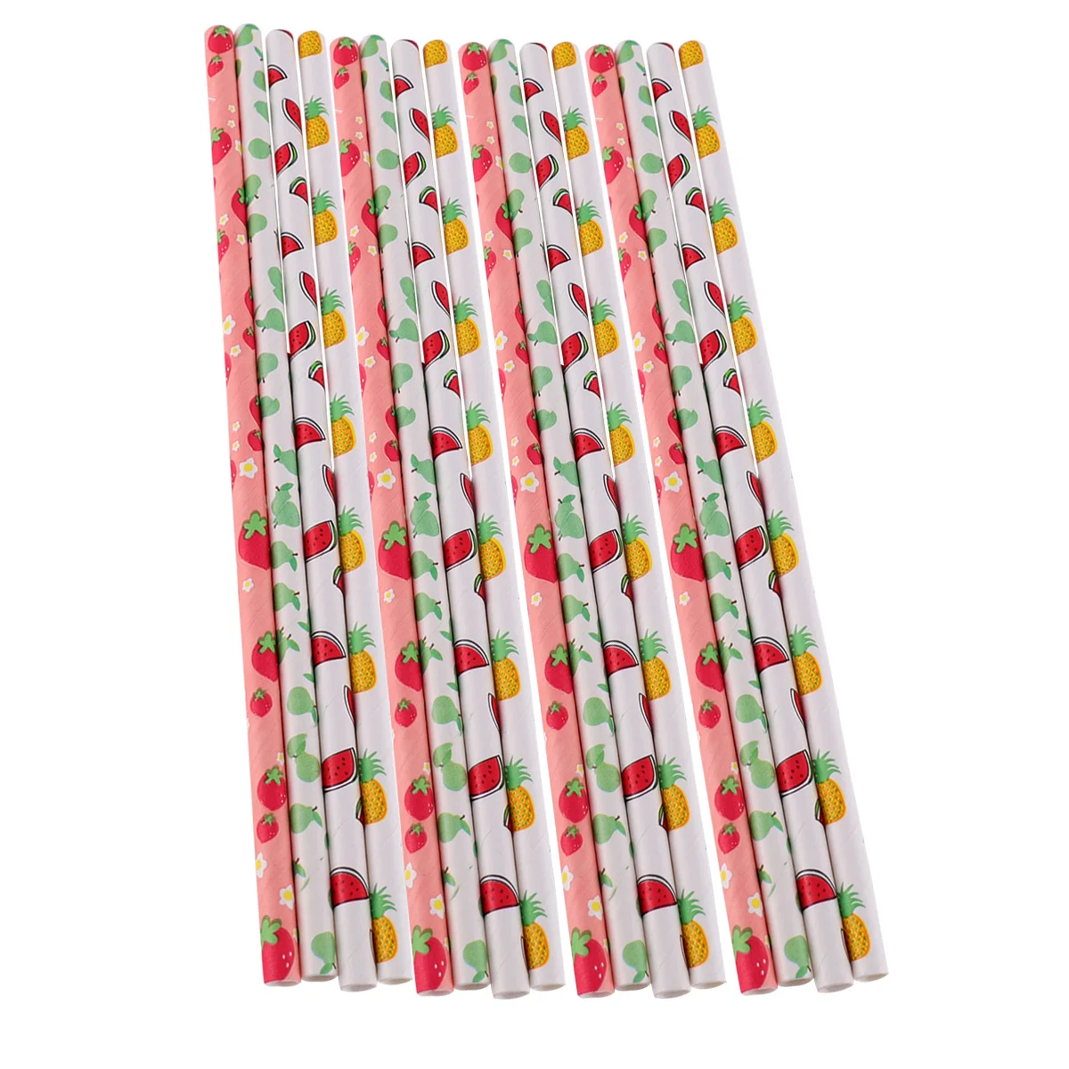 

100Pcs Fruit Printed Paper Straws Biodegradable Summer Party Drink Accessories Milk Tea Juice Straw for Birthday Graduation