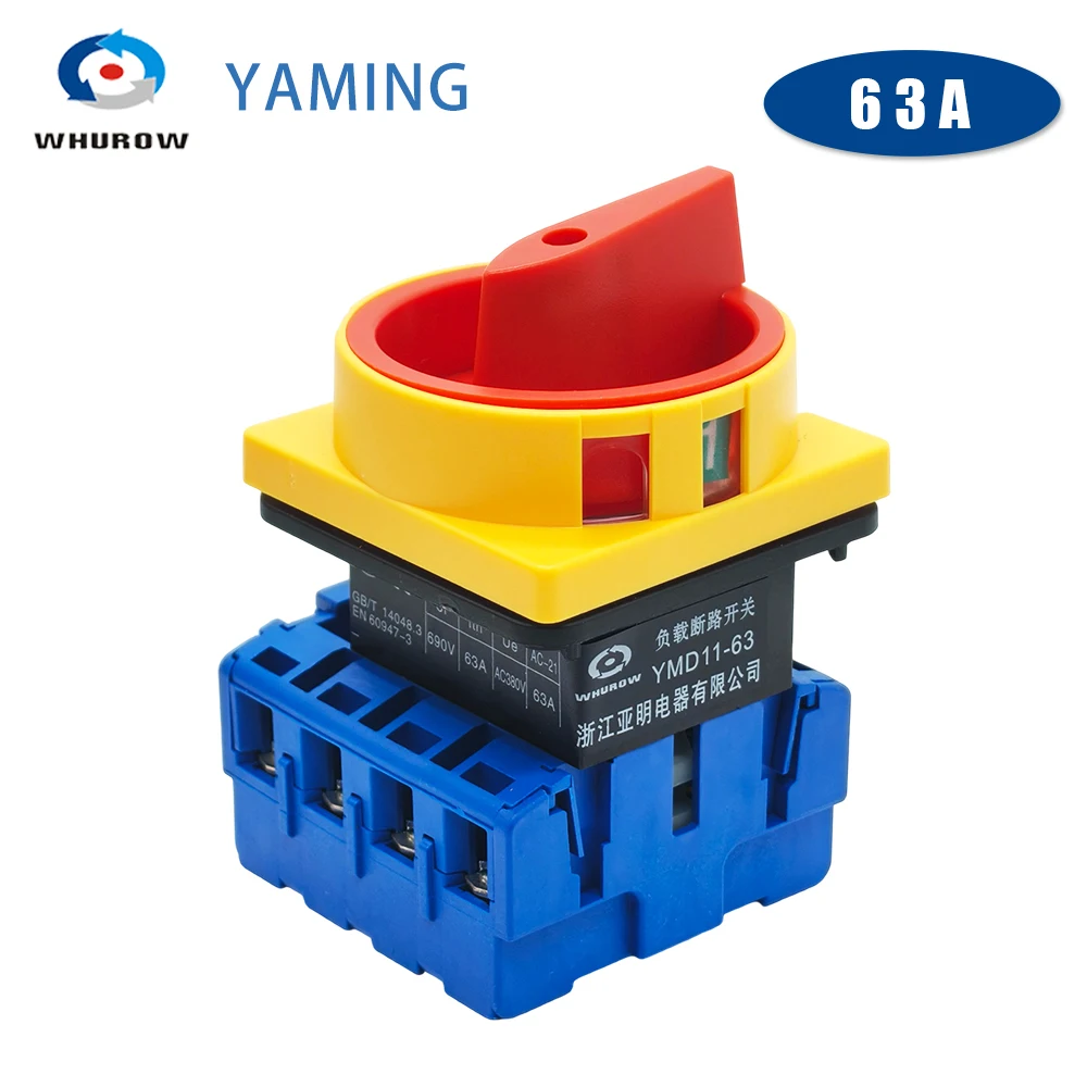 YMD11-63A 4P Load Break Switch 4 Pole Cam Rotary Isolator Disconnect Switch For Distribution Cabinet Machinery Equipment LW30