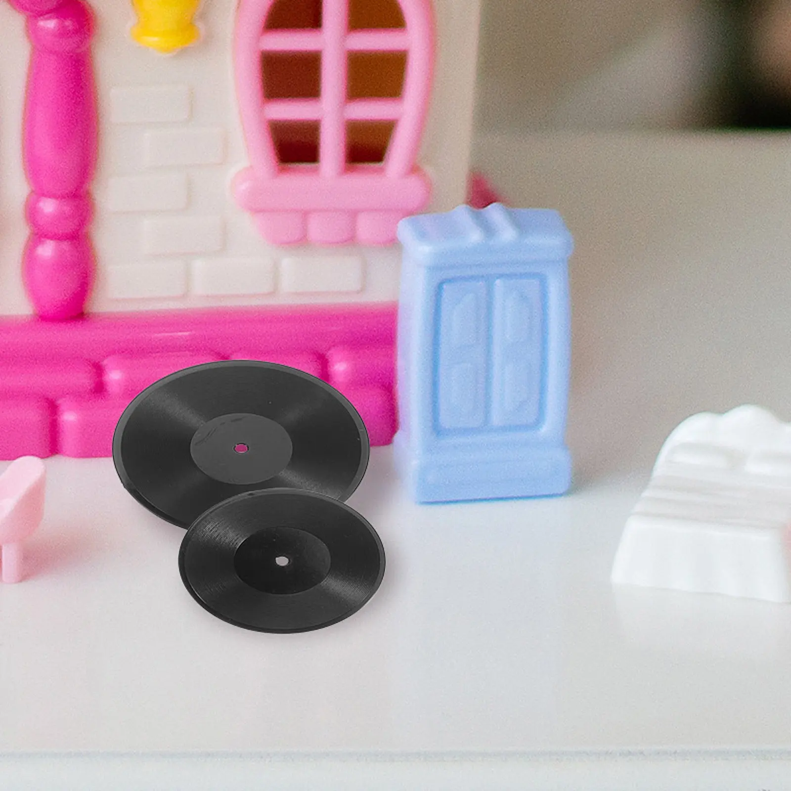 

12Pcs Miniature Vinyl Record Models Retro Decor for Dollhouse Scene Fine Craftsmanship Tiny Music Room Layout Vintage Mini House