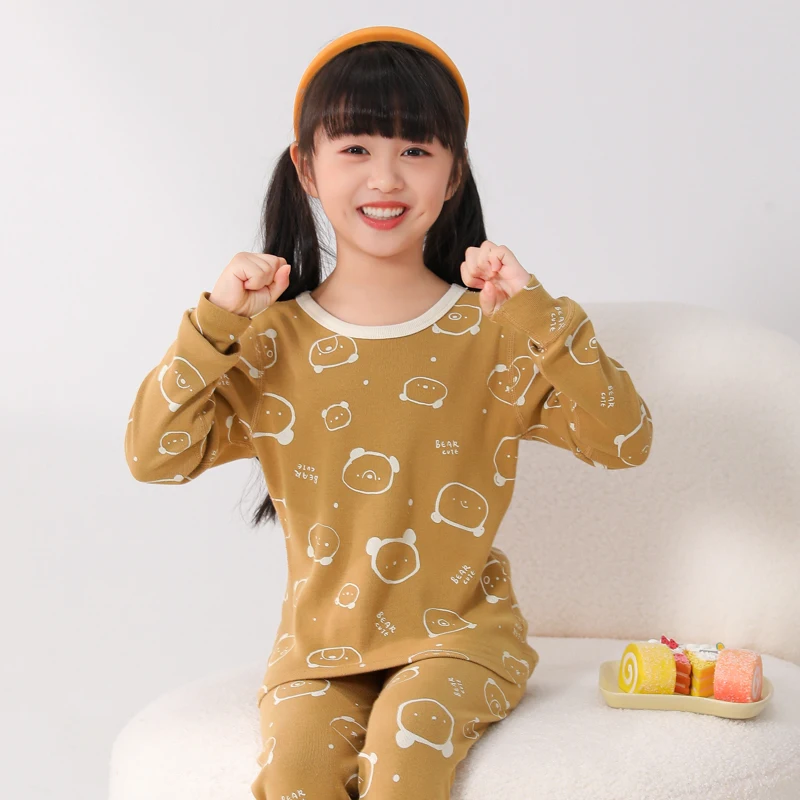 【LF】Kids Autumn Pajamas 100-160cm Set Cotton Boys Girls Long Sleeve Loungewear Set for Autumn Winter